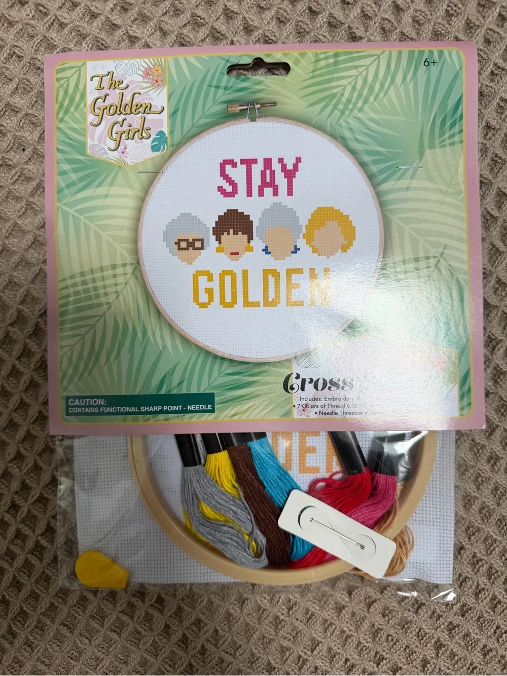 The Golden Girl Cross-Stitch Kit - Stay Golden (Pink, Yellow, Blue, Brown, Gray)